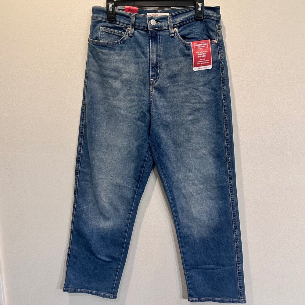 Levi Strauss Signature Vintage High Rise Straight Jeans Womens 10 W30 Blue Denim